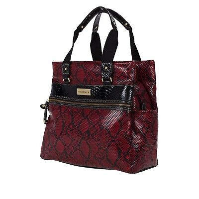 SAMANTHA BROWN Red/Black Python Embossed Metro Tote Carryall Overnight Bag NWT