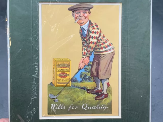 Vintage Wills Quality Cigarette Advertising Print Golfer Golf Mounted Picture