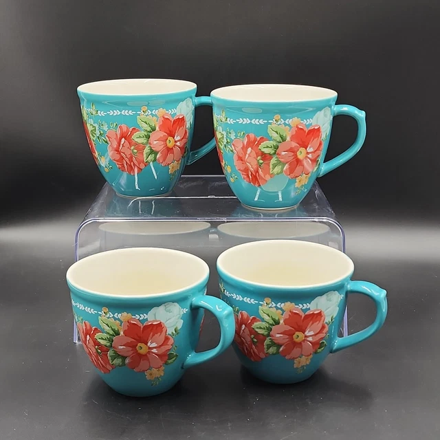 Pioneer Woman Vintage Floral Mug Coffee Cup Mug Set of 4 (16 oz)