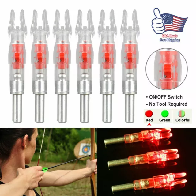 12/6Pcs Archery LED Lighted Nock Tail 6.2mm For Compound Bow Hunting Arrow Nocks