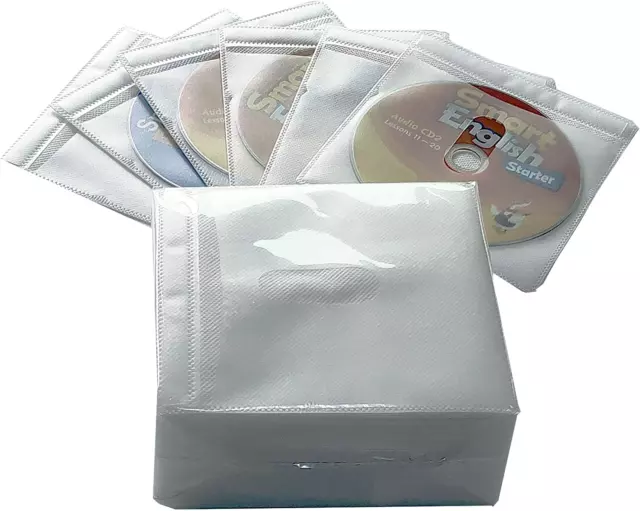 Qirc 100 Pièces Pochettes CD-DVD, Pochette Plastique Double Face Standard Pour C