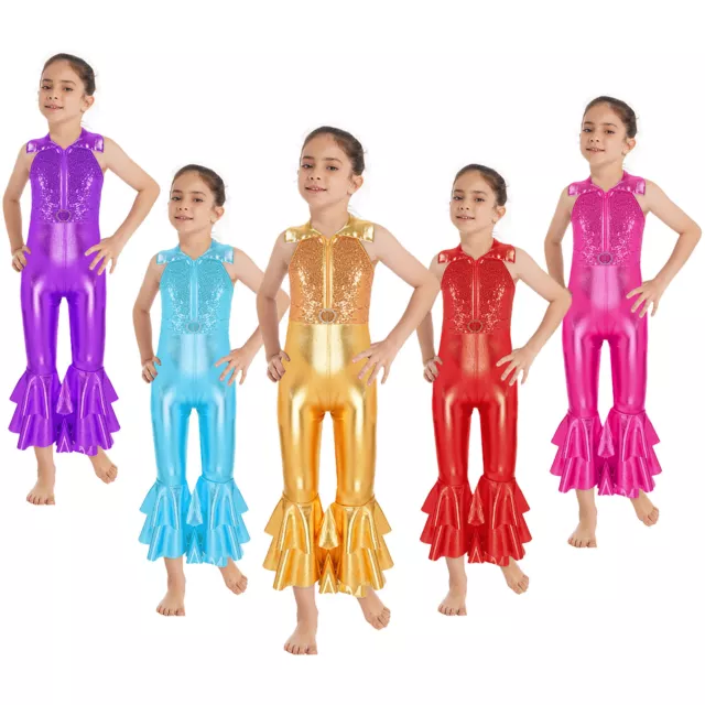 Enfant Filles Justaucorps de Gymnastique Ballet Brillant Combinaison de  Danse