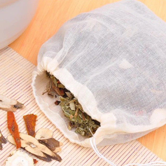 Sacchetti filtro cotone sostenibili per cucina ed infusi di erbe confezione da 10