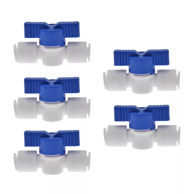 5 Pcs 1/4" OD Ball Valve Quick Push In to Connect Water Tube Fitting Set Tool