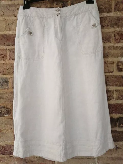 LAURA Ashley 100% Linen Ivory Midi Skirt