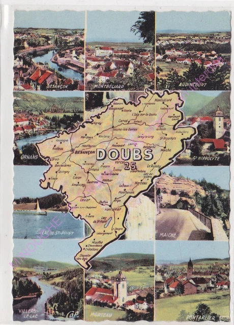 CPSM DOUBS CARTE GEOGRAPHIQUE Multivues Edt C.A.P. ca1959