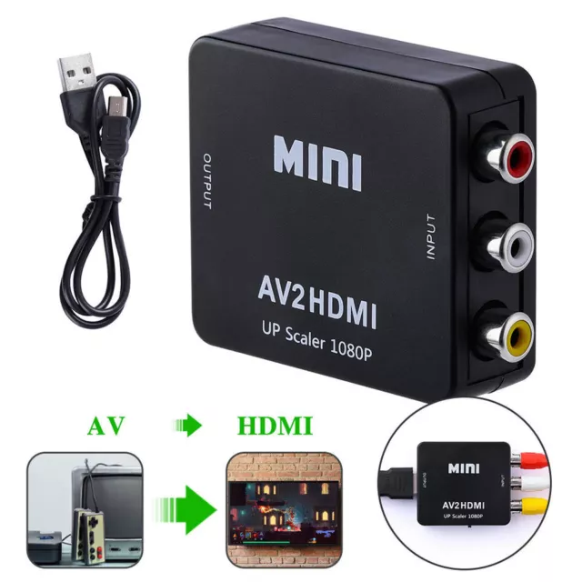 AV zu auf HDMI Adapter Konverter 3 RCA CVBS HDMI Full HD 1080P 4k Video Audio TV