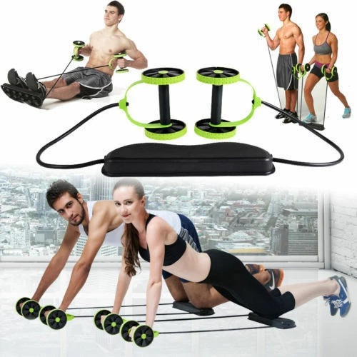 Double Wheels Ab Roller Abdominal Exercise Abs Core Trainer Workout Fitness
