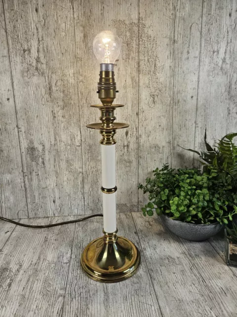 Vintage Brass Candlestick Lamp Light Table Desk Bedside Lamp White Gold Classic