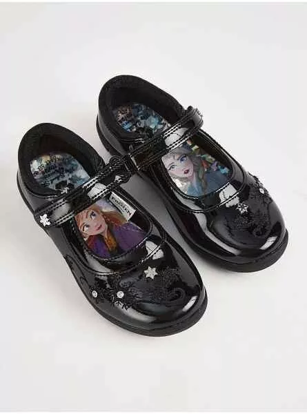 Bnwt Girls Size 11 Junior Black Patent Light Up Disney Frozen Shoes