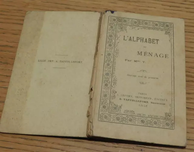 1919 ancien LIVRE L'ALPHABET de MENAGE taffin lefort PARIS lille GRAVURES MORIN