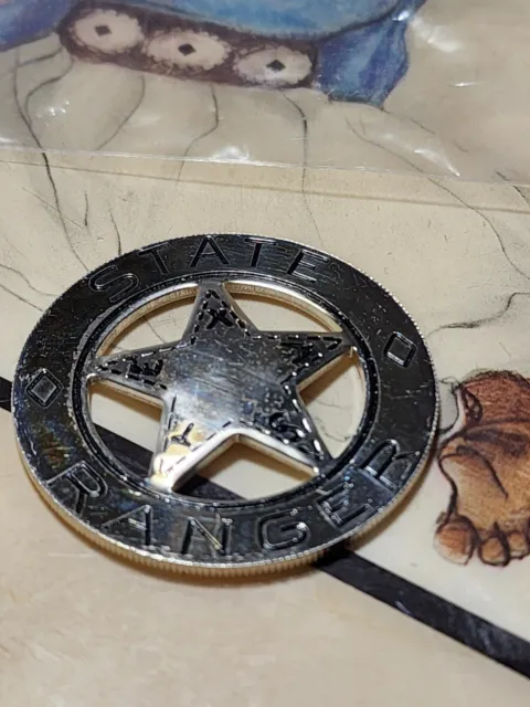 2 sided "TEXAS STATE RANGER" Sterling Silver FRANKLIN MINT Badge Texas Mexico