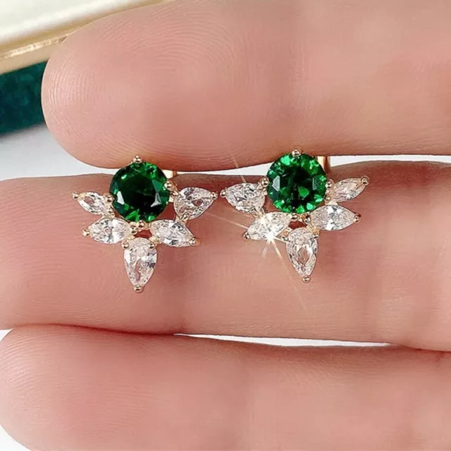 Fashion 925 Silver Stud Earring Gift Cubic Zirconia Women Wedding Jewelry A Pair