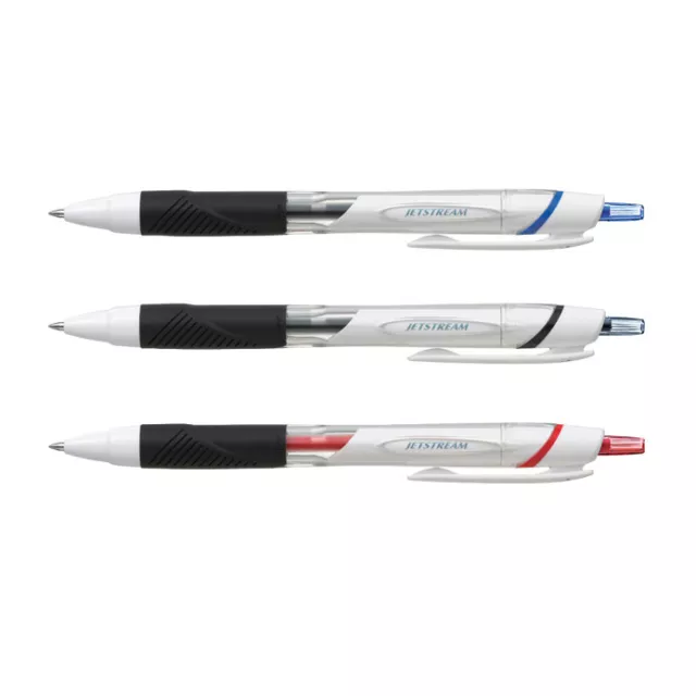 Uni Jetstream Ballpoint Pen 0.5mm White Body Black Blue Red Ink