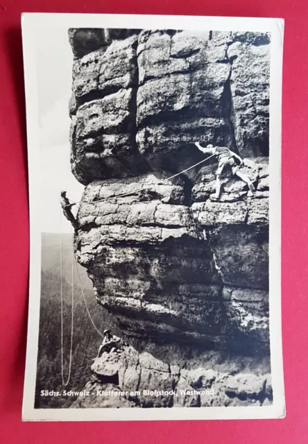 Foto AK Sächsische Schweiz 1957 Bergsteiger Kletterei am Bloßstock     ( 21681