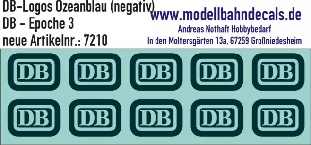 10 Spur N Decals DB Logos ca. 2,5 x 1,8 mm Ozeanblau, Keks NEU 160-7210