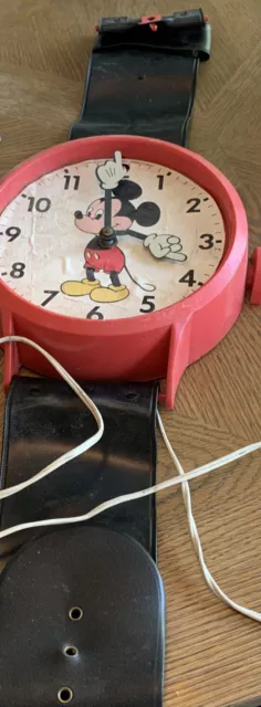 Mickey Mouse Wrist Watch Shape Wall Novelty Clock Vintage 38 in long Works Ok Co