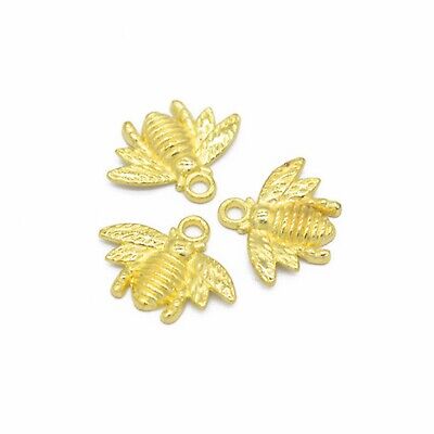 50 Tibet Silver Golden Bronze Alloy Bee Charm Pendants 15mm DIY Earring Bracelet