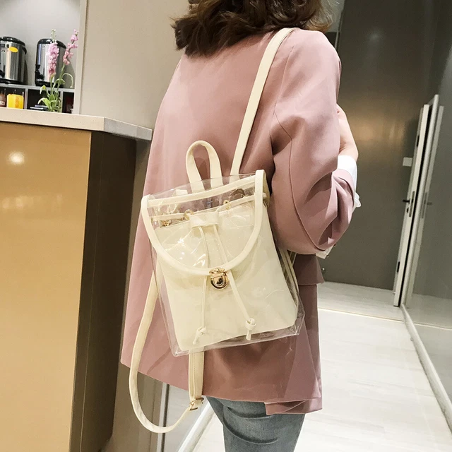 Sac à transparent double couche sac à main couleur bonbon pour fille voyage