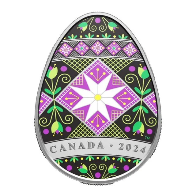 20 $ Dollar Traditional Ukrainian Egg Pysanka Kanada 1 oz Silber PP 2024