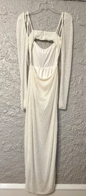 Oh Polly NWT CHAMPEL Embellished Cowl Neck Maxi Dress in Ivory sz 4 US In Ivory