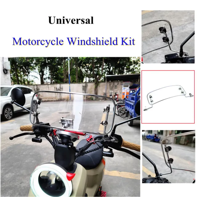 Universal Motorcycle Windshield Windscreen w/Mount Bracket 1Set