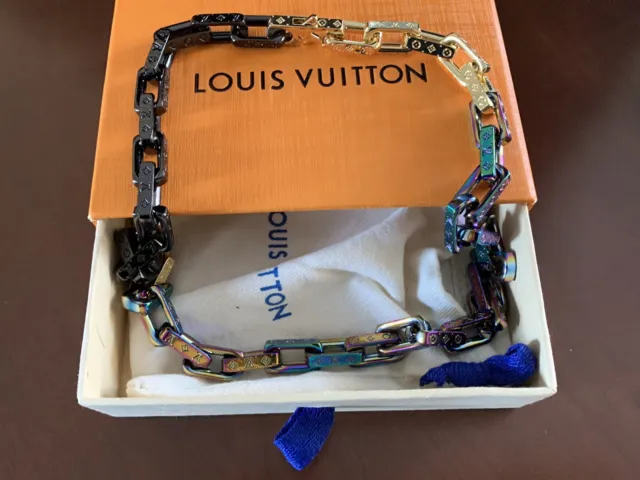 LOUIS VUITTON M68241 Monogram LV Chain Links Necklace GP Multicolor