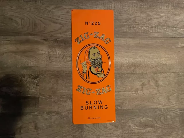 VINTAGE EMBOSSED TOBACCIANA Large Zig Zag Rolling Papers Slow Burning #225 Sign