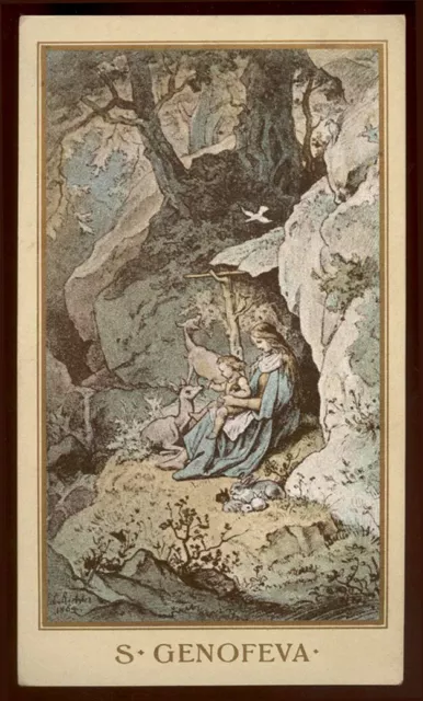 antico santino cromo-holy card S.GENOVEFFA DI PARIGI