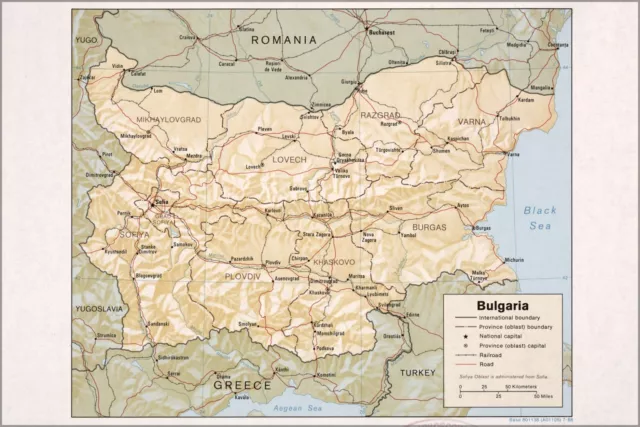 Poster, Many Sizes; Cia Map Of Bulgaria 1988