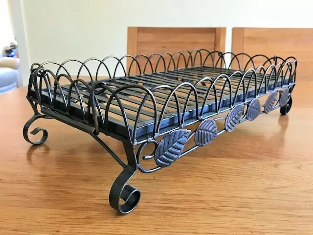 Hand Iron French Style Serving Tray Holder Display Rack Basket Handle 47x23x12cm