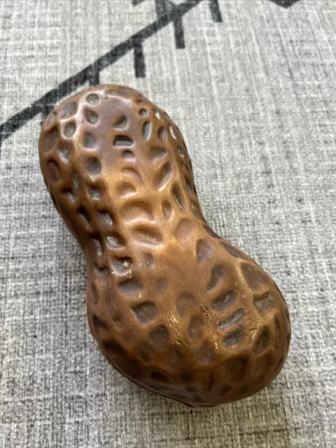 ⭐️ Vintage Ceramic Peanut Shaped Lidded Jar Candy Nut Trinket Dish - 4" x 8.5"
