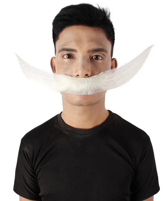 HPO Adult Men’s Crescent-shaped Anime Pirate White Mustache M-1373