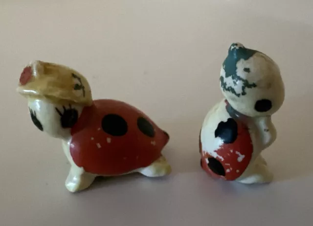 Vtg Josef Originals Ladybug Anthropomorphic Figurines  Miniature Japan