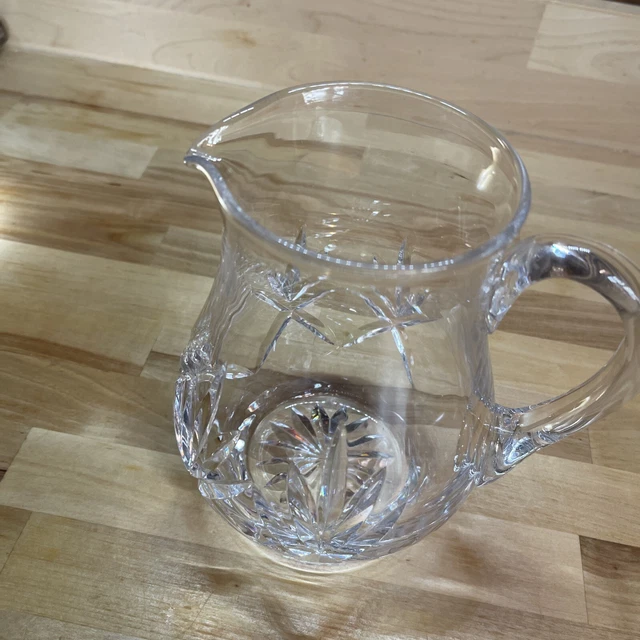 American Brilliant Period Cut Clear Glass Small Pitcher Squat Jug 7” X Fern ABP
