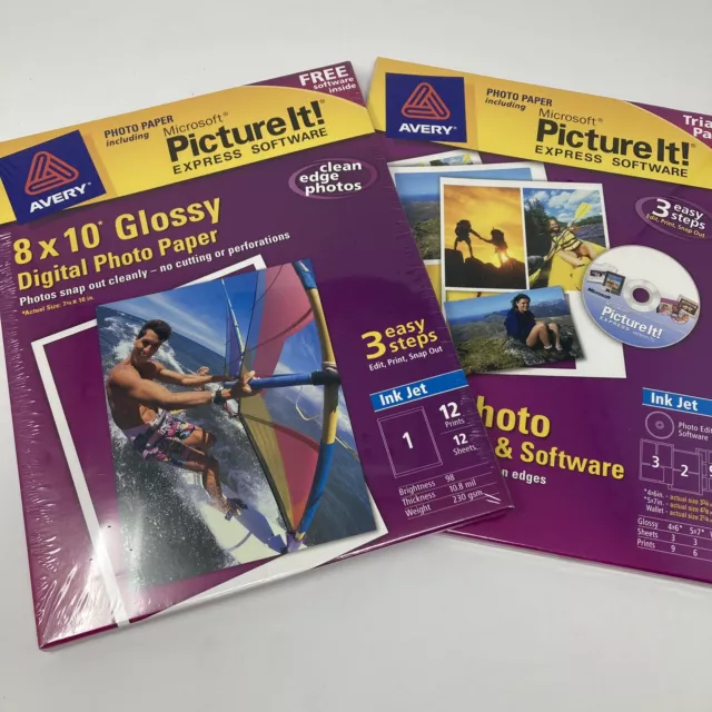 AVERY PhotoPaper 8x10, 5x7, 4x6, Wallet Printer Digital Glossy Picture Paper NEW