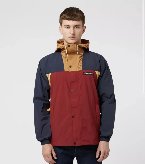 MENS BERGHAUS WINDBREAKER 21 Waterproof Jacket Zip Red XS 100