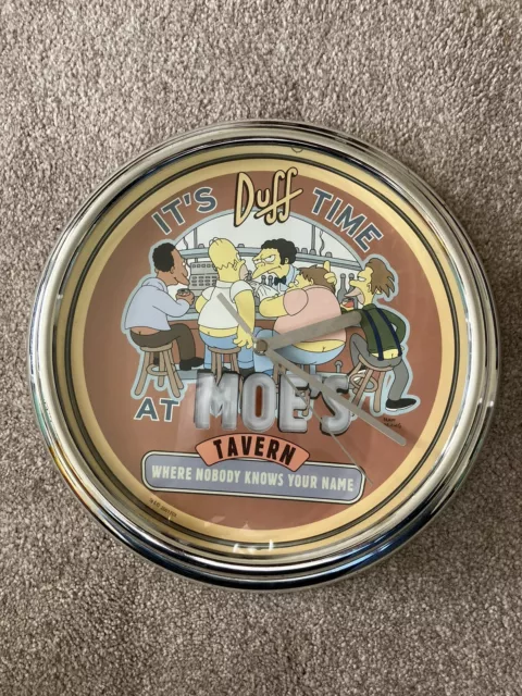 The Simpsons It's Duff Time Moe's Tavern, Light Up Flashing Wall Clock Working