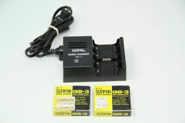 Sunpak QBC-3 Quick Battery Charger & 8 Batteries for QB-3 Flash Bat 651-731