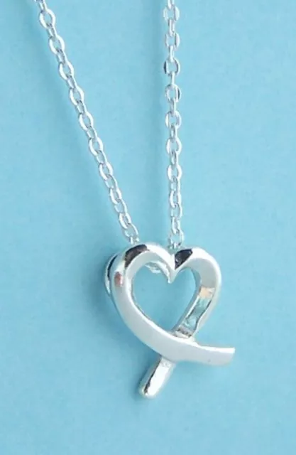 925 Sterling Silver Kiss Cross Heart Pendant 16" Chain Necklace Girls B'day GIFT