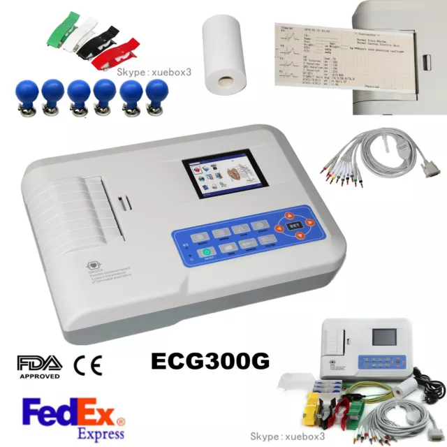 US FDA CONTEC Digital 3 Channel ECG EKG Machine electrocardiograph+USB SW ECG300