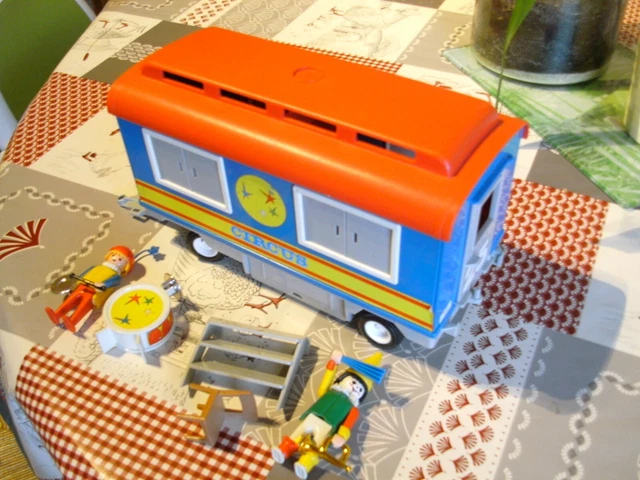 Playmobil Remorque du Cirque Clowns 3477 Jaunissement manque 1 Volet