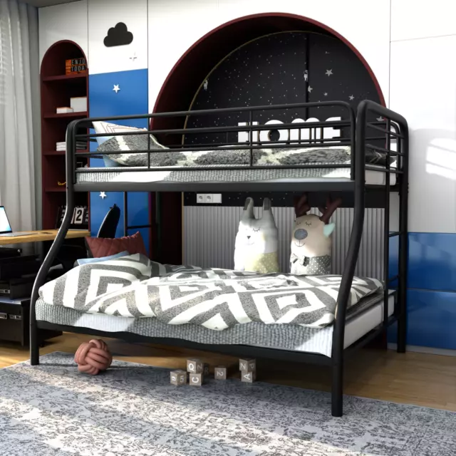 Twin Over Full Bunk Beds Heavy Duty Metal Bed Frames for Kid's Dormitory Bedroom