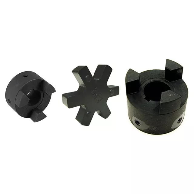 1/2" to 1" L095 Flexible 3-Piece L-Jaw Coupling Coupler Set & Rubber Spider