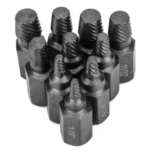 10Pack Screw Extractor Set Alloy Steel Damaged Screw Remover Easy Out Drill Bits