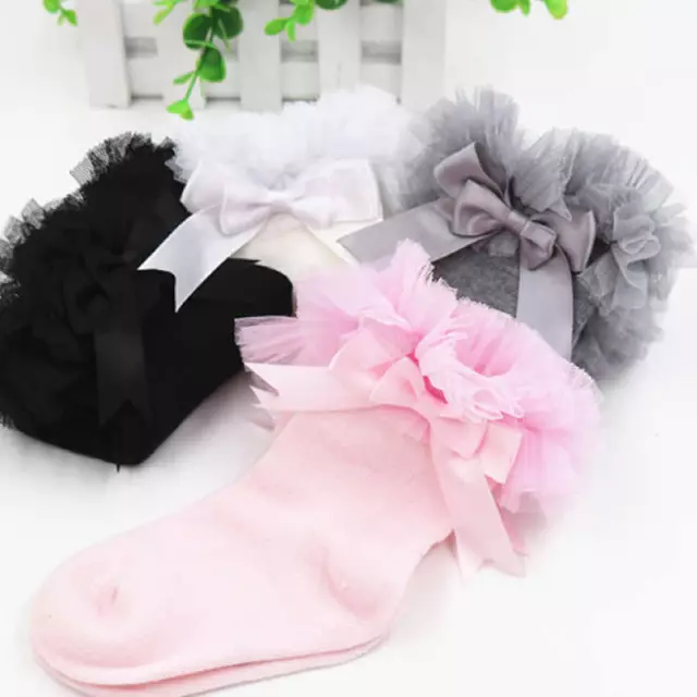 Baby Girls Stocking Tutu Frill Socks with Cute Bow Spanish Frilly Cotton Rich