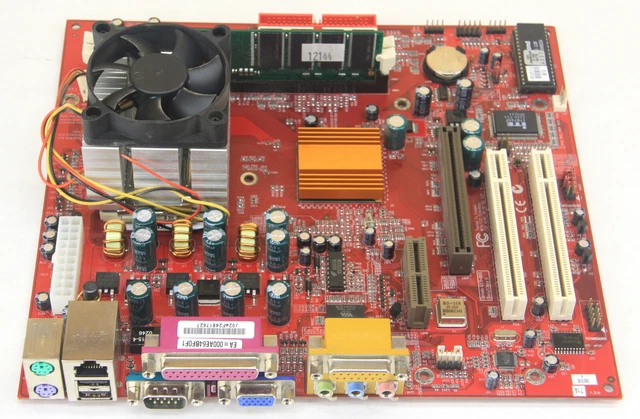 CARTE MÈRE PC ASUS A7V AVEC PROCESSEUR AMD ATHLON 900MHZ & 384MO DE RAM AVEC bouclier d'E/S EUR