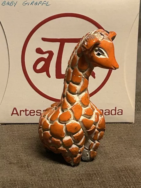 Vintage Artesania Rinconada Baby Giraffe Figurine • Uruguay • Signed