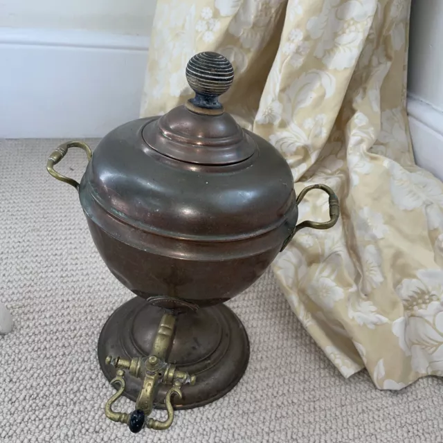 Antique Victorian Copper and Brass Samovar, Tea Urn or Water Heater