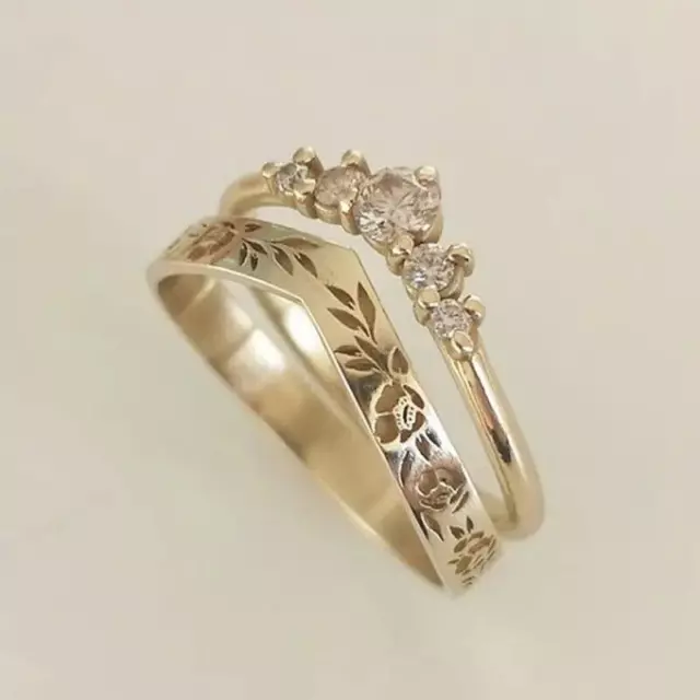 Anillos Sortijas Argollas de Compromiso Matrimonio Color Oro Plata Para Mujeres